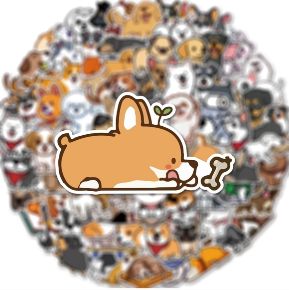 Cute Dog Sticker Pack 100 pc Colorful Red and white vinyl sticker bumper water - Picture 4 of 5